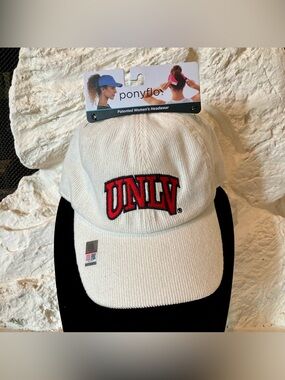 NWT Ponyflo brand UNLV Running Rebels adjustable cap in winter white